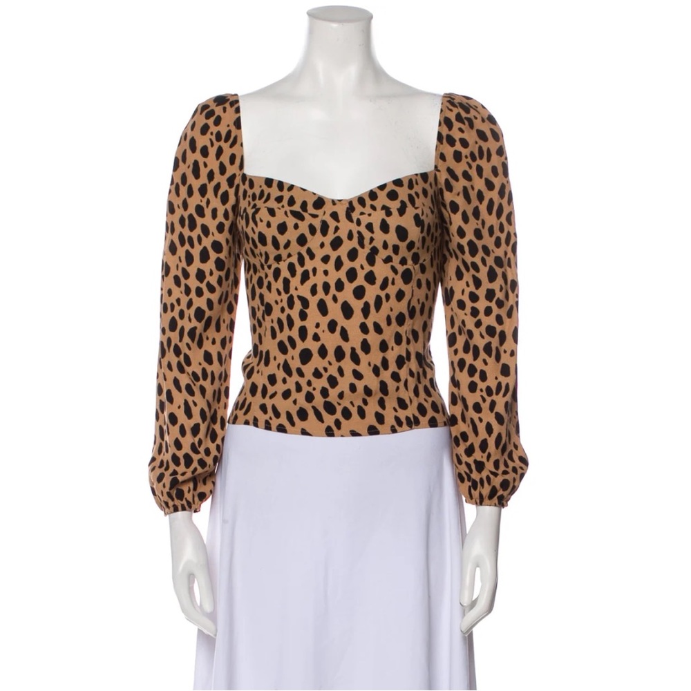 Reformation Animal Print Long Sleeve Top Size 0